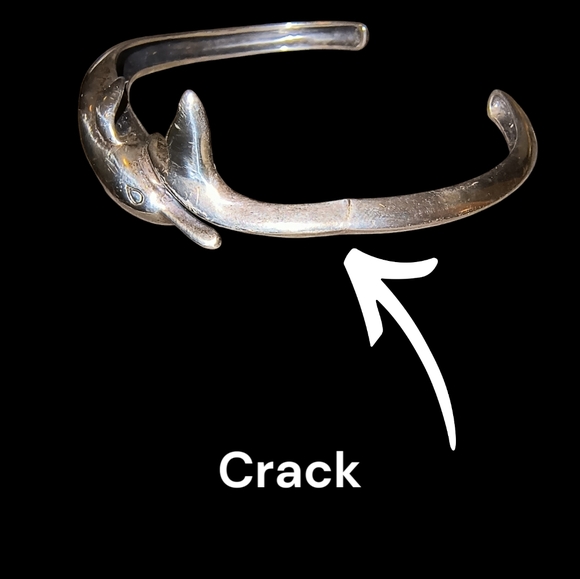 Kabana Sterling Silver Dolphin Head & Tail cuff bracelet - Picture 11 of 12